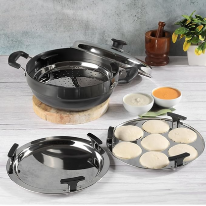 Vinod Black Pearl Hard Anodised Multi Kadai - Dista