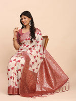 Thumbnail for Astita Linen Cotton Maroon Saree