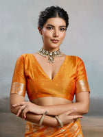 Thumbnail for Shree Shyam Fashion Orange Silk Blend Saree - Distacart