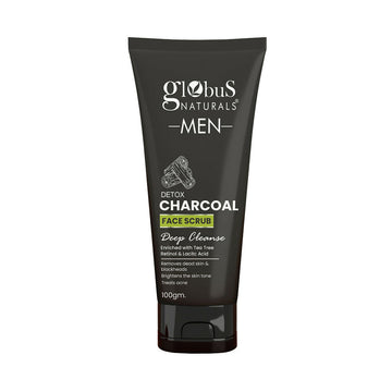 Globus Naturals Anti Pollution & Anti Acne Detox Charcoal Face Scrub for Men - Distacart