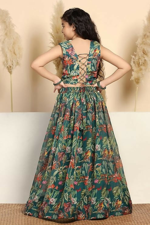 Joban Fashion Girl's Green Color Lehenga Choli