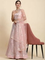 Thumbnail for Jyoti Fashion Premium Pink Faux Georgette 3MM & 7MM Sequins Embroidery Lehenga Choli with Dupatta - Distacart