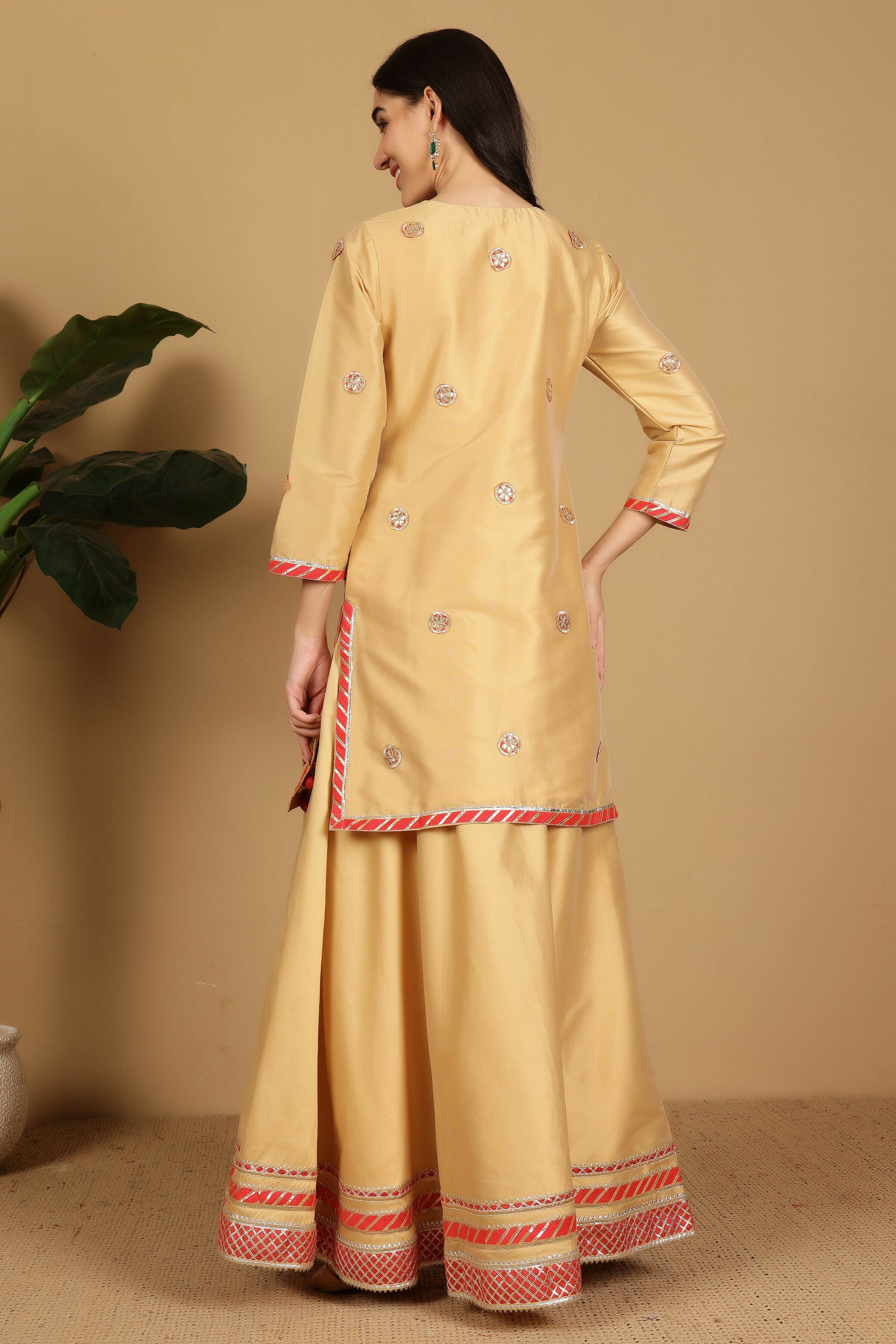 Joban Fashion Beige Taffeta Lehenga Set