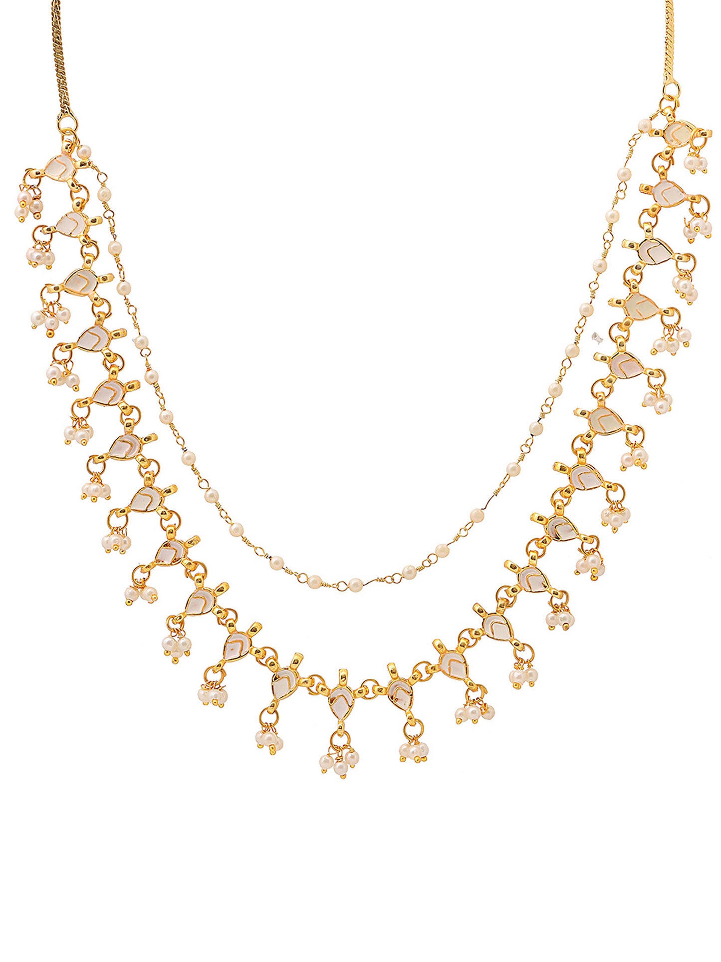 Ruby Raang Gold Kundan and Pearl Necklace - Distacart