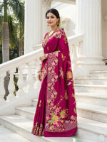 Thumbnail for Aastha Fashion Rani Pink Premium Russian Silk Designer Floral Position Print Saree - Distacart