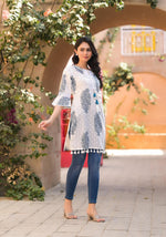 Thumbnail for Juniper Azure White Breeze Cotton Tassel Kurta - Distacart