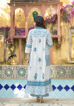 Thumbnail for Juniper White Floral Printed Cotton A-Line Kurta Pant And Dupatta Set - Distacart