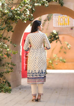 Thumbnail for Juniper Ivory Floral Printed Chanderi Kurta Pant And Dupatta Set With Sequins - Distacart