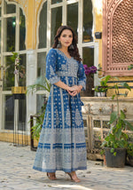 Thumbnail for Juniper Indigo Ethnic Motif Printed Cotton Long Dress