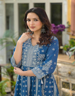 Thumbnail for Juniper Indigo Ethnic Motif Printed Cotton Long Dress