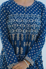 Thumbnail for Juniper Indigo Ethnic Motif Printed Cotton Long Dress With Sequins & Thread Work - Distacart