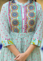 Thumbnail for Juniper Mint Green Floral Long Dress With Dupatta - Distacart