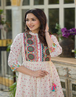 Thumbnail for Juniper Off White Floral Long Dress With Dupatta - Distacart