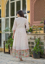 Thumbnail for Juniper Off White Floral Long Dress With Dupatta - Distacart