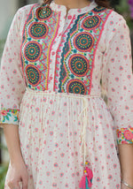 Thumbnail for Juniper Off White Floral Long Dress With Dupatta - Distacart