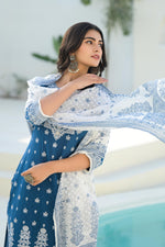 Thumbnail for Juniper Indigo Embroidered Cotton Suit Set With Dupatta