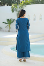 Thumbnail for Juniper Indigo Embroidered Cotton Suit Set With Dupatta