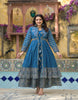 Juniper Indigo Floral Printed Cotton Long Dress & Shrug With Doris - Distacart