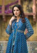 Thumbnail for Juniper Indigo Floral Printed Cotton Long Dress & Shrug With Doris - Distacart