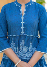 Thumbnail for Juniper Indigo Ethnic Motif Printed Cotton Tunic With Thread Work & Sequins - Distacart