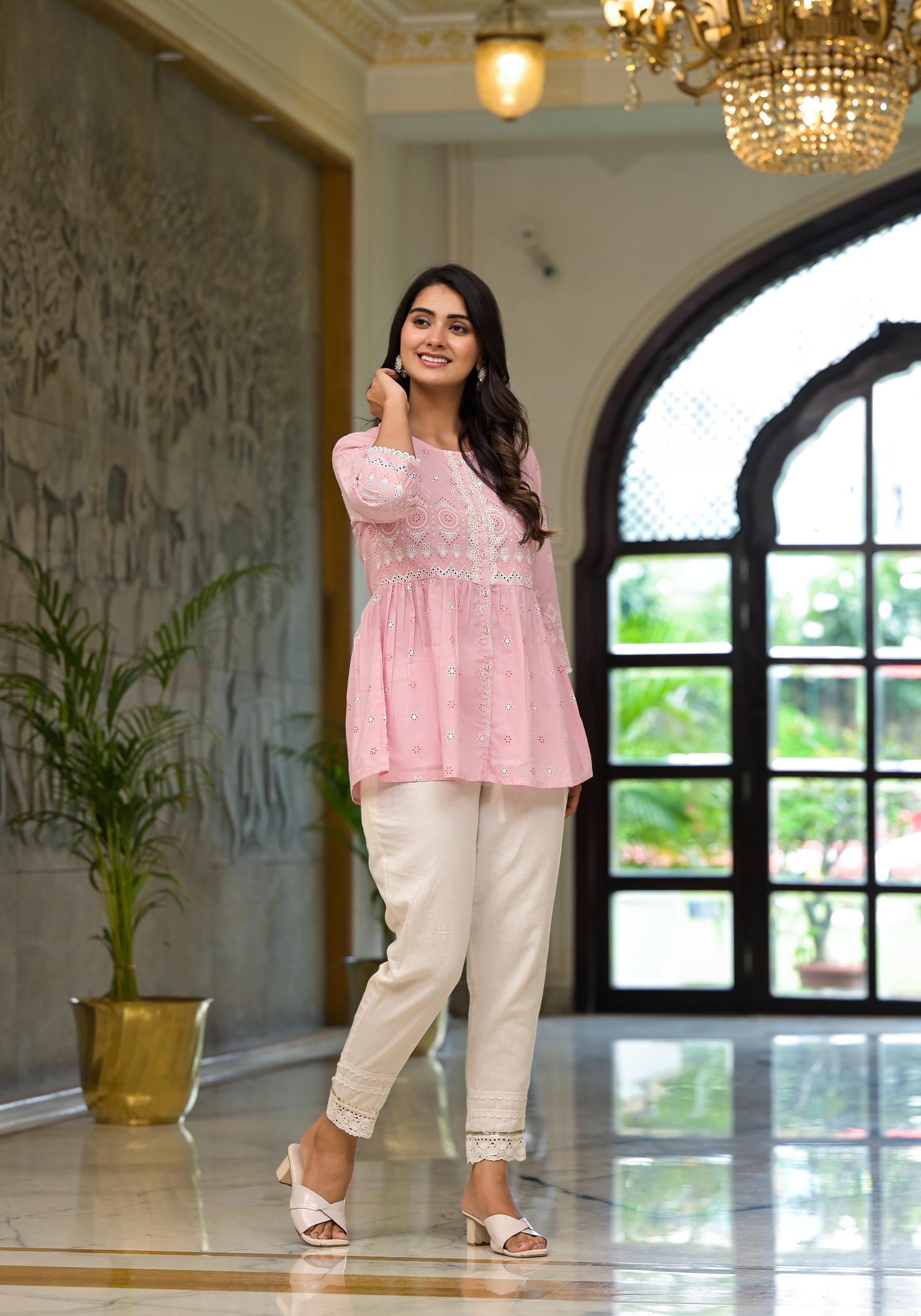 Juniper Gulabi Pink Noor Cotton Peplum Tunic
