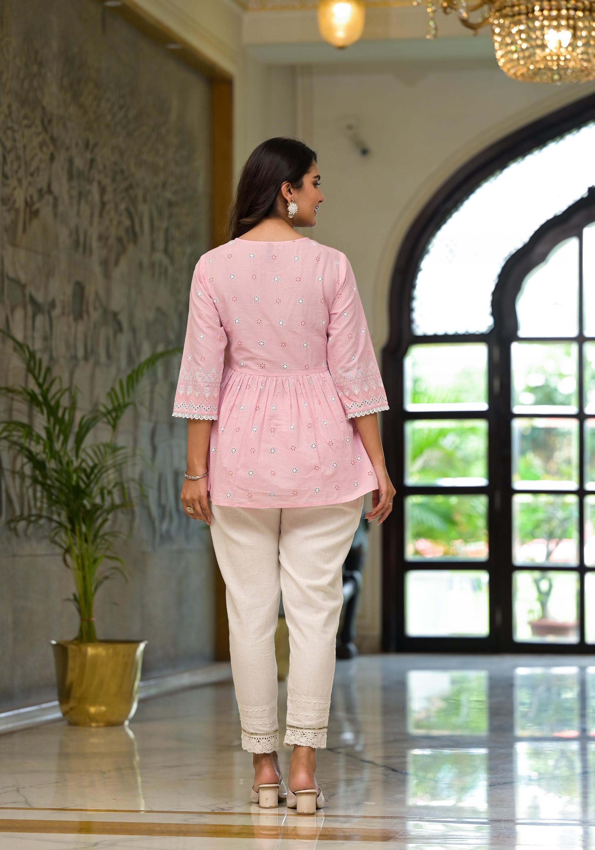 Juniper Gulabi Pink Noor Cotton Peplum Tunic