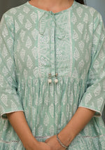 Thumbnail for Juniper Mint Mist Ikat Tunic With Lace Detailing