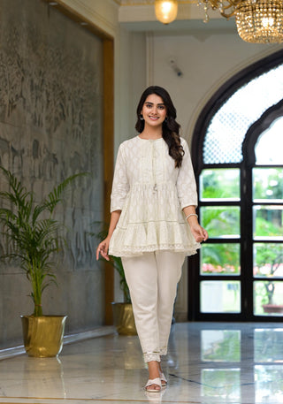 Juniper White Ethnic Motif Printed Cotton Tunic