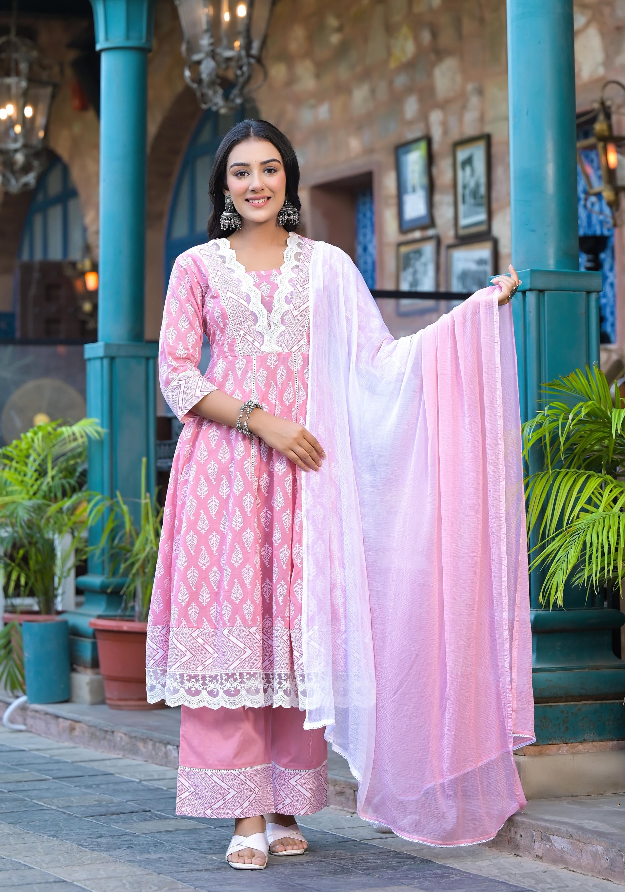 Juniper Baby Pink Women's Kurta Set - Distacart
