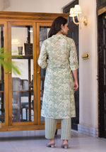 Thumbnail for Juniper Sage Green Floral Printed Straight Kurta Set