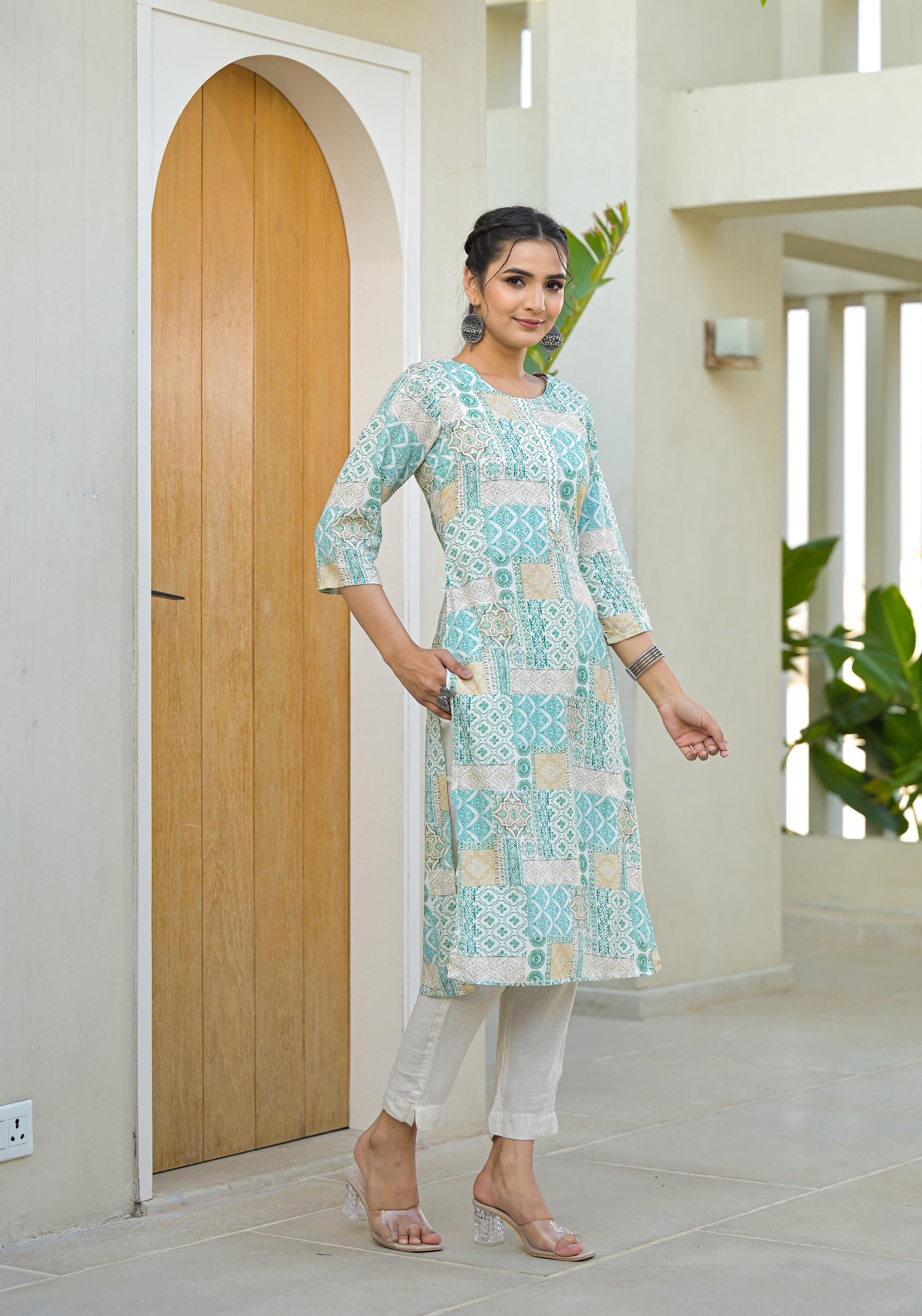 Juniper Mint Green Straight Kurta - Distacart