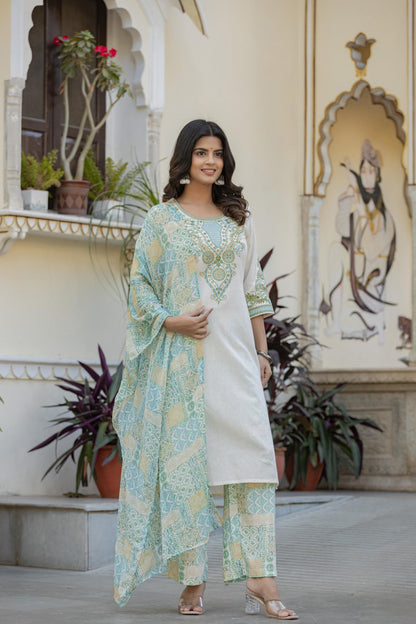 Juniper Multi Color Ethnic Printed Kurta Set with Dupatta - Distacart