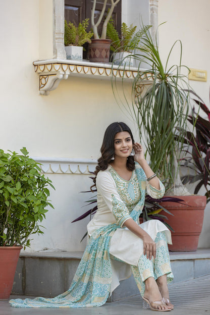 Juniper Multi Color Ethnic Printed Kurta Set with Dupatta - Distacart