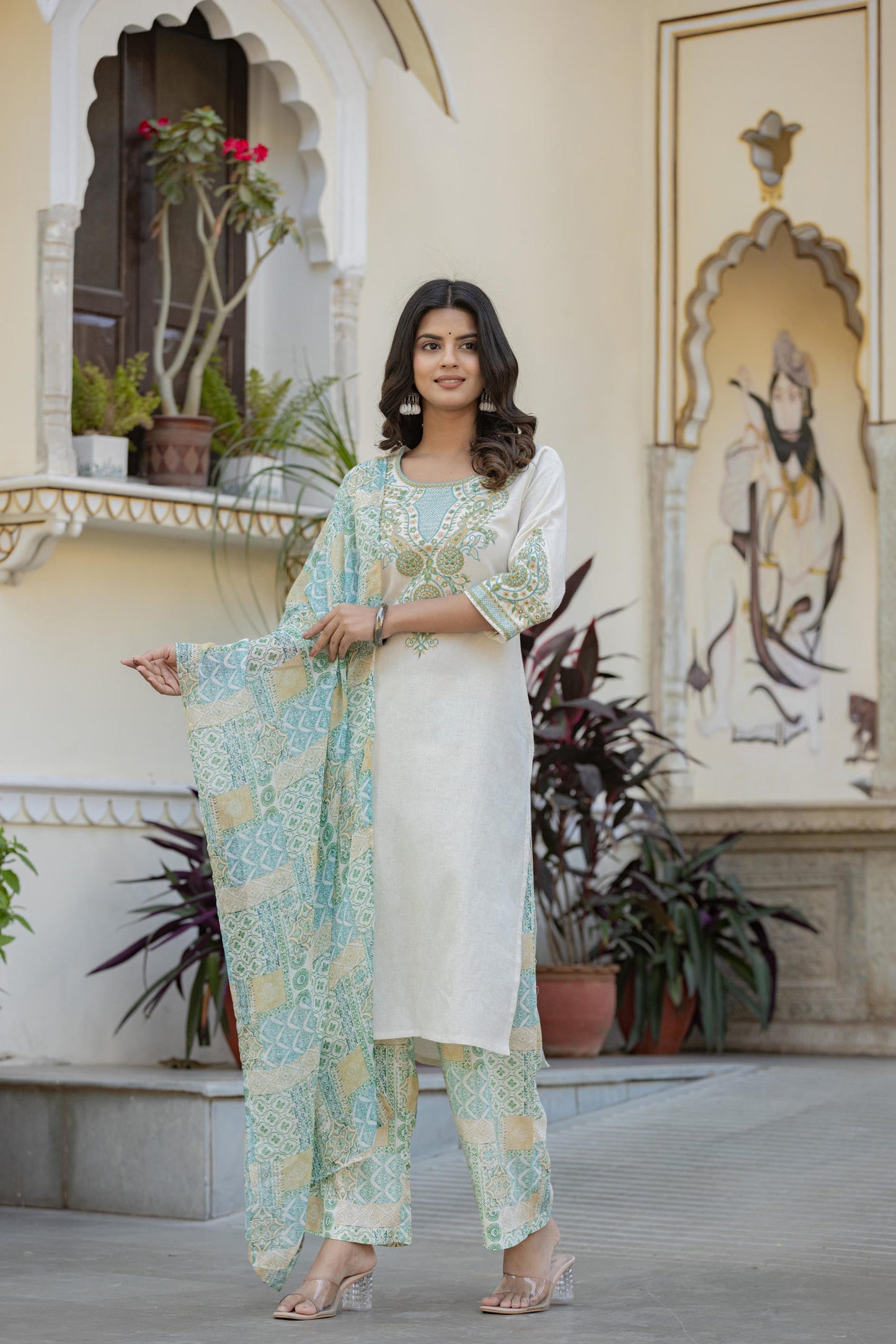 Juniper Multi Color Ethnic Printed Kurta Set with Dupatta - Distacart