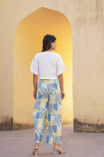 Thumbnail for Juniper Blue Ethnic Motif Printed Viscose Top & Palazzo With Thread & Mirror Work