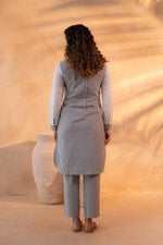 Thumbnail for Juniper Black & White Divide Embroidered Panel Kurta Set - Distacart