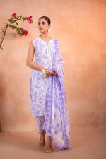 Thumbnail for Juniper Lavender Whisper Floral Kurta Pant And Dupatta Set - Distacart