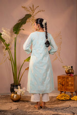 Thumbnail for Juniper Ocean Aqua Embroidered Kurta - Distacart