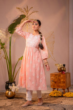 Thumbnail for Juniper Gulnaar Peach Embroidered Kurta - Distacart