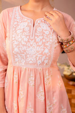 Thumbnail for Juniper Gulnaar Peach Embroidered Kurta - Distacart