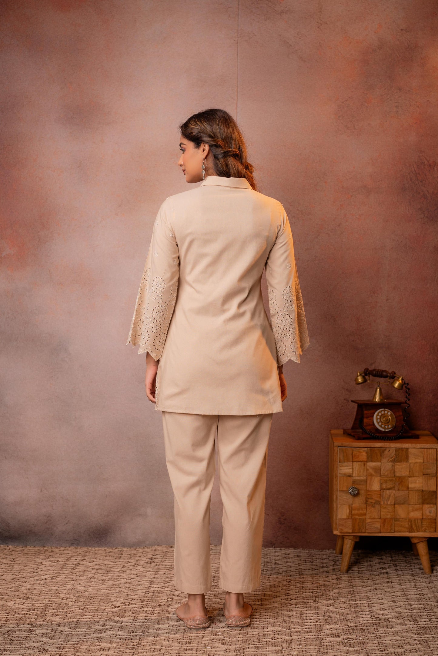 Juniper Sand Whisper Schiffli Co-Ord Set - Distacart