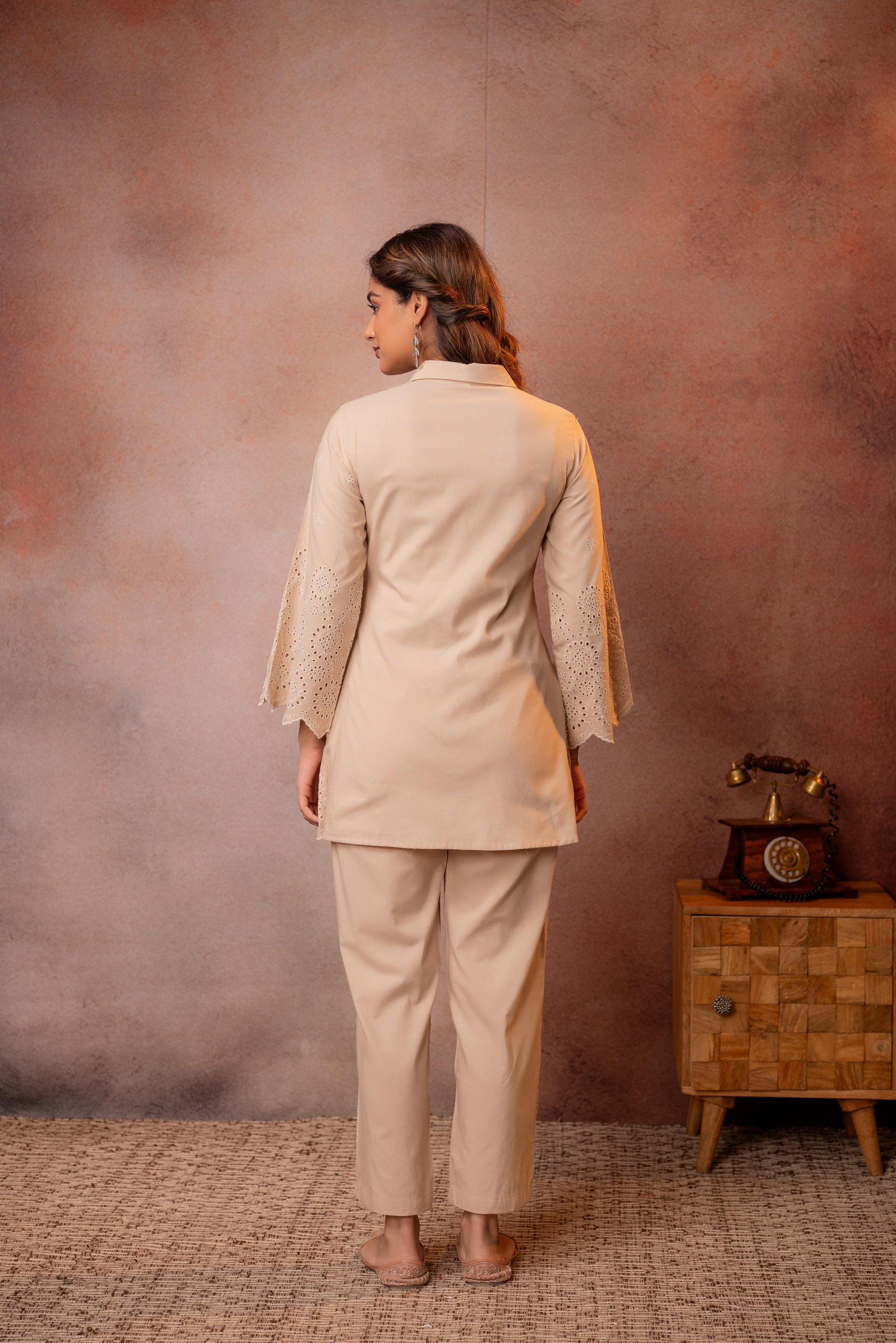 Juniper Sand Whisper Schiffli Co-Ord Set - Distacart