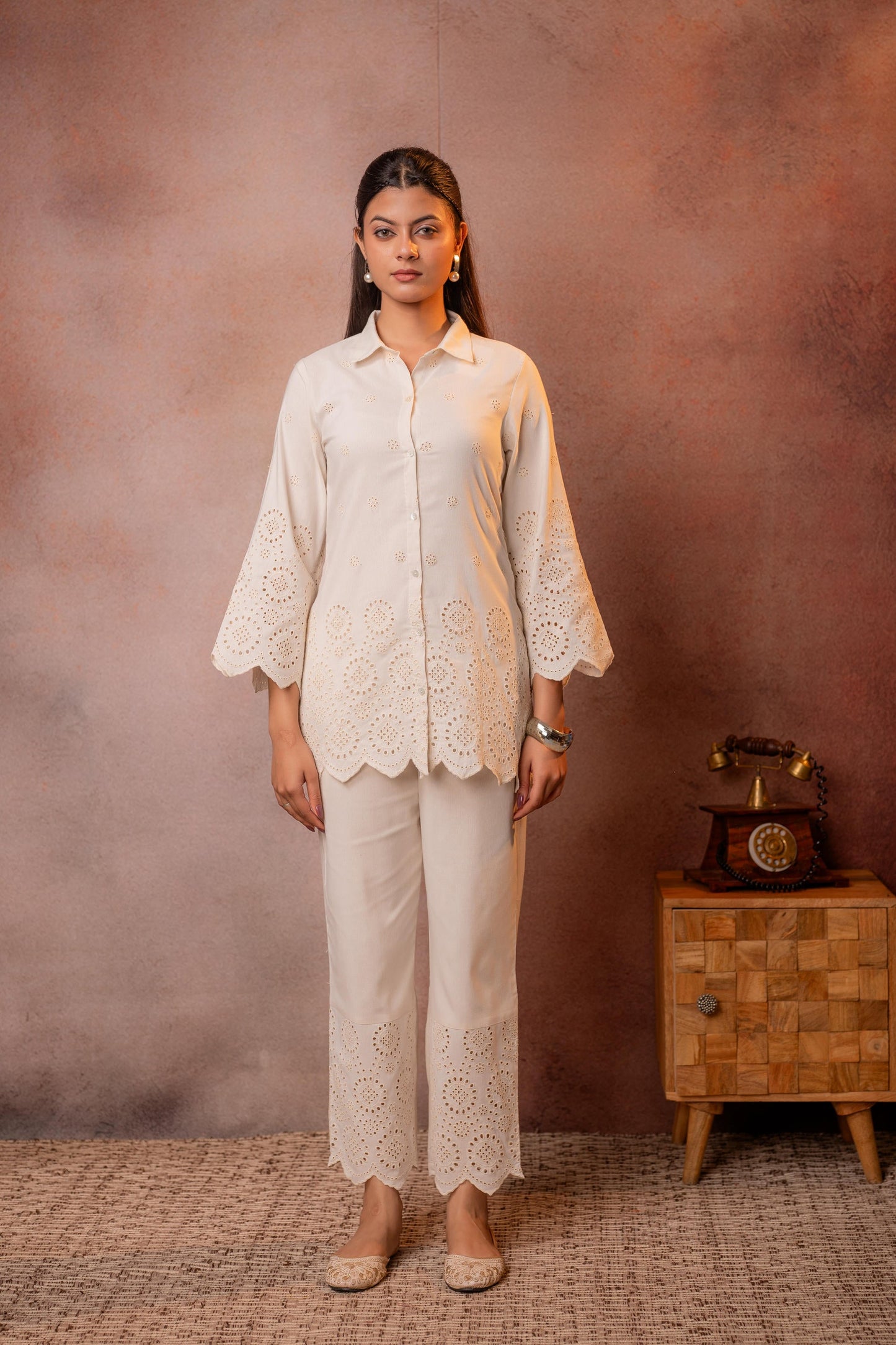 Juniper Cotton Whisper Schiffli Co-Ord Set - Distacart