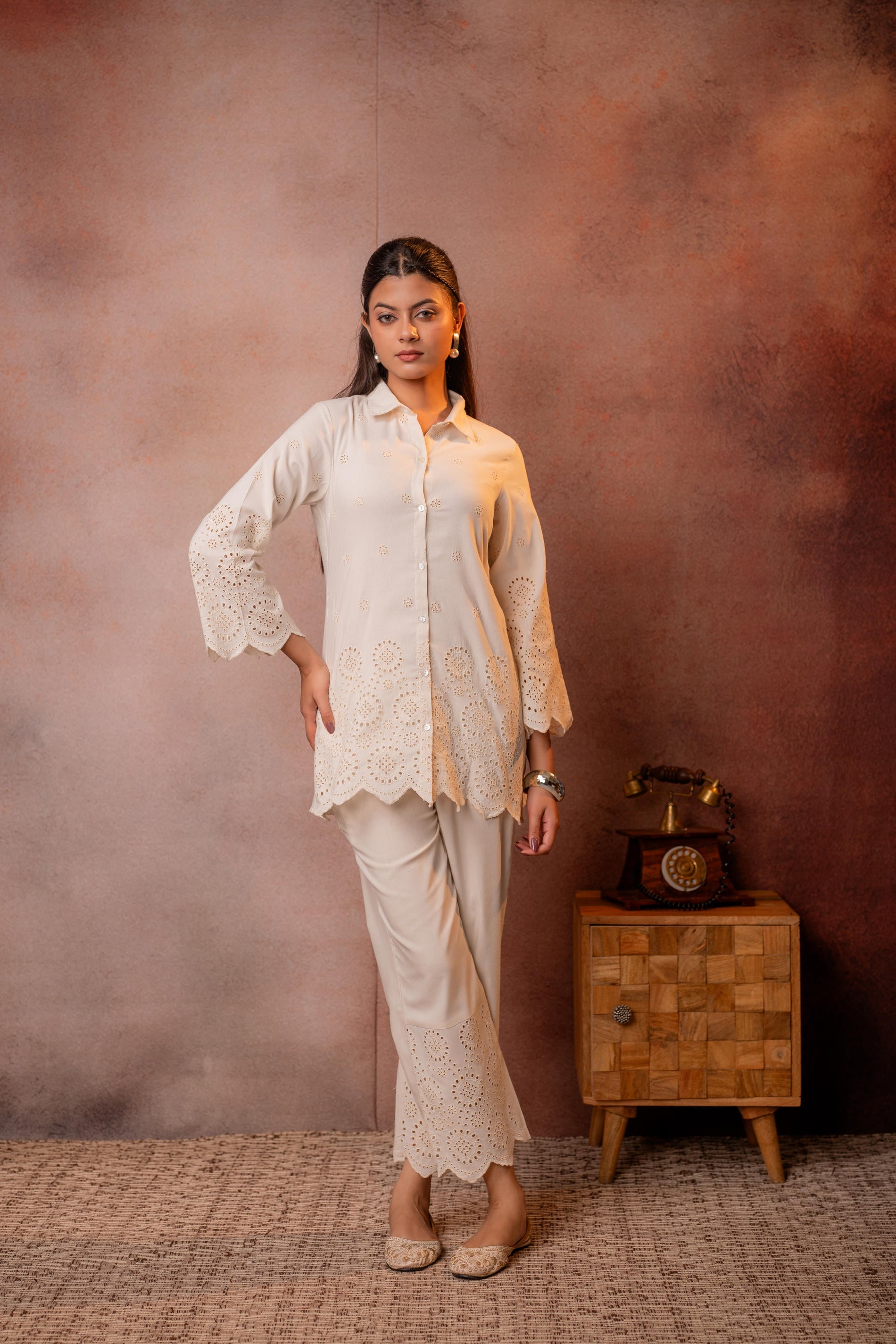 Juniper Cotton Whisper Schiffli Co-Ord Set - Distacart