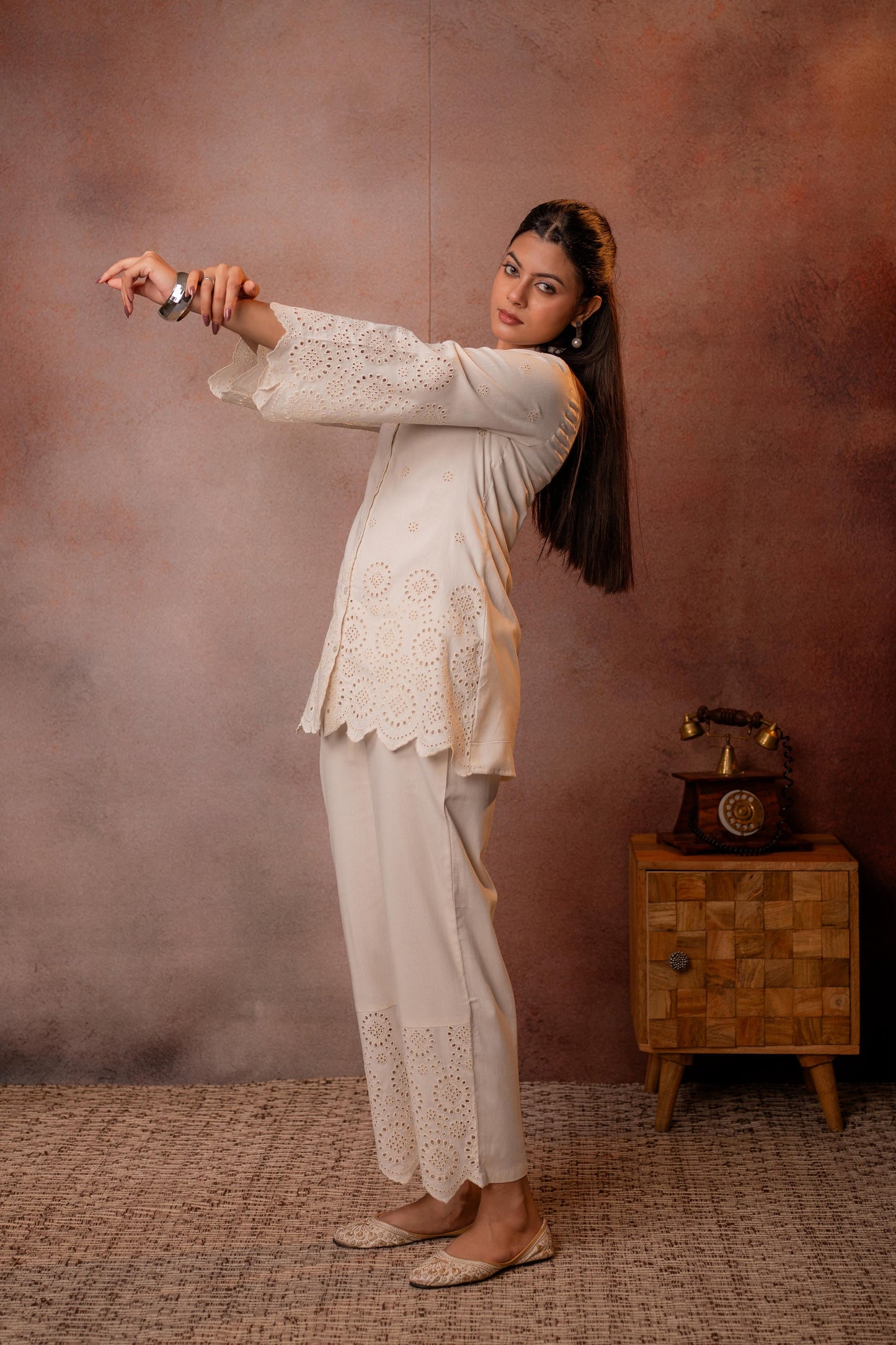 Juniper Cotton Whisper Schiffli Co-Ord Set - Distacart