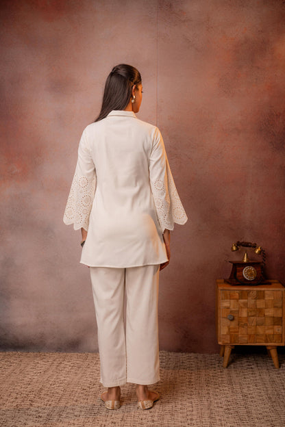 Juniper Cotton Whisper Schiffli Co-Ord Set - Distacart