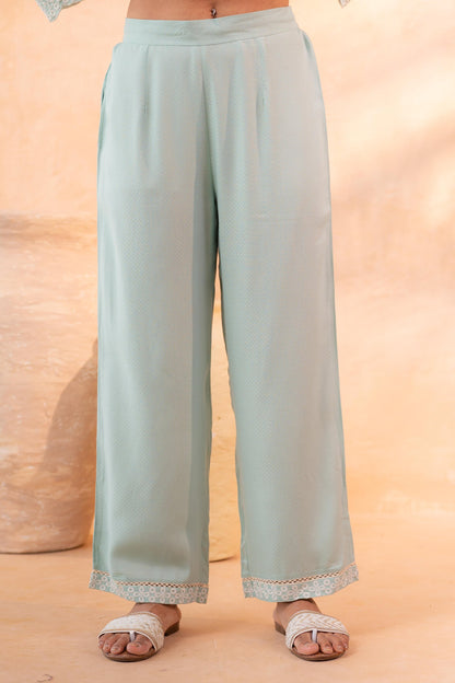 Juniper SageGreen Schiffli Lounge Co-Ord - Distacart