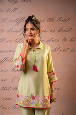 Thumbnail for Juniper SageGreen Bloom Tassel Kurta Co-Ord - Distacart