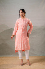 Thumbnail for Juniper Peach Embroidered Kurta - Distacart