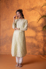 Thumbnail for Juniper Pistachio SageGreen Foil Print Kurta - Distacart